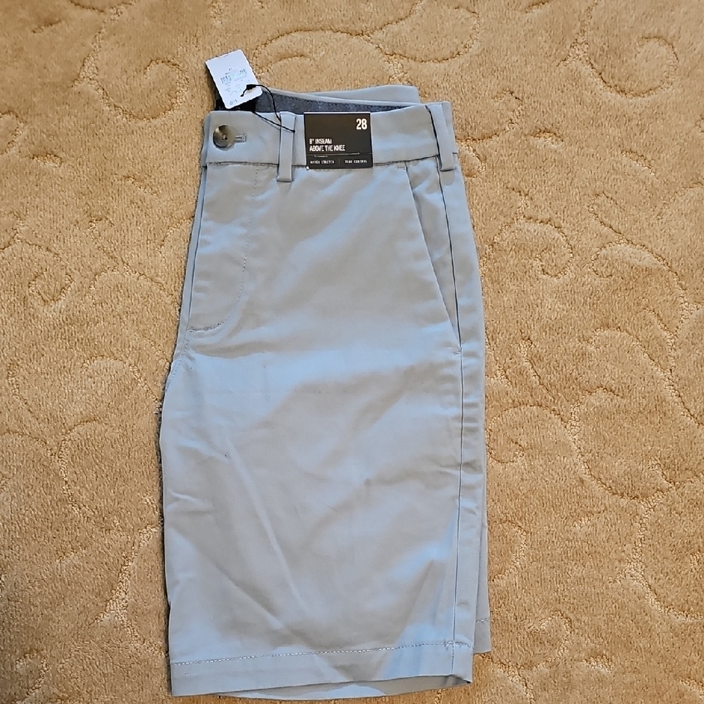 Express Mens Flat Front Shorts W28 Lt Blue